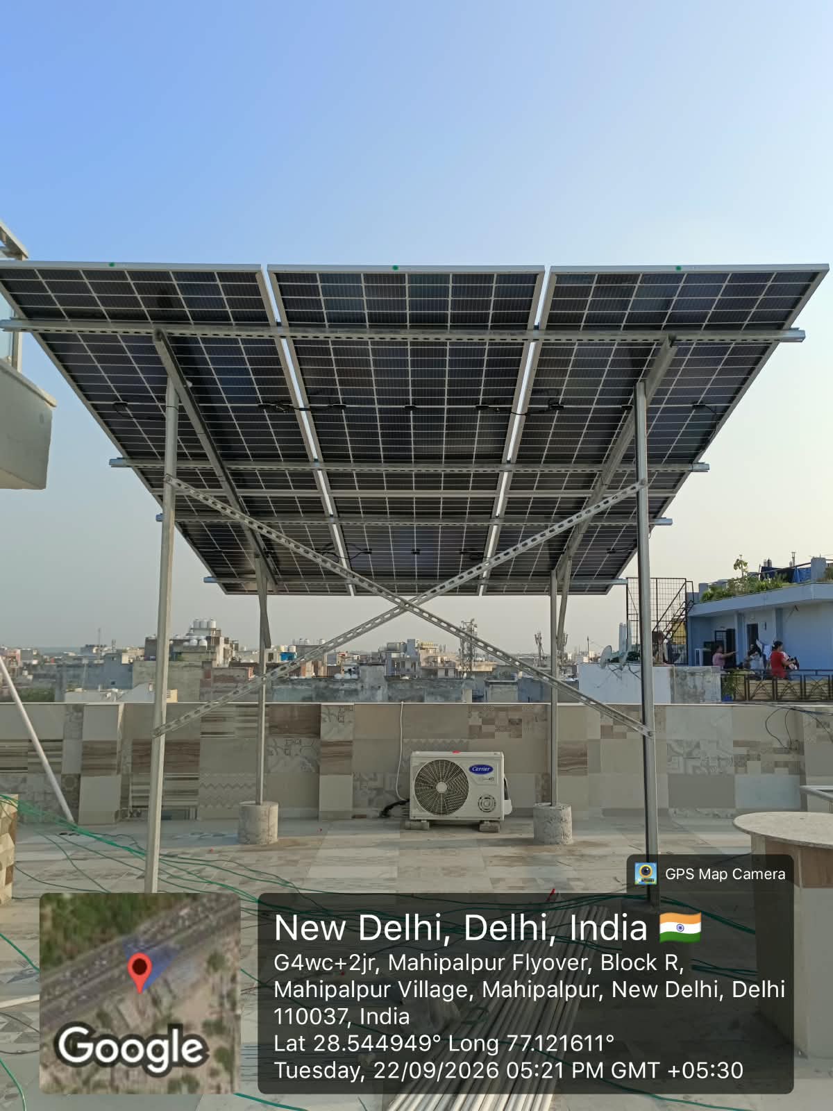 Solar panel installation in Mahipalpur, New Delhi