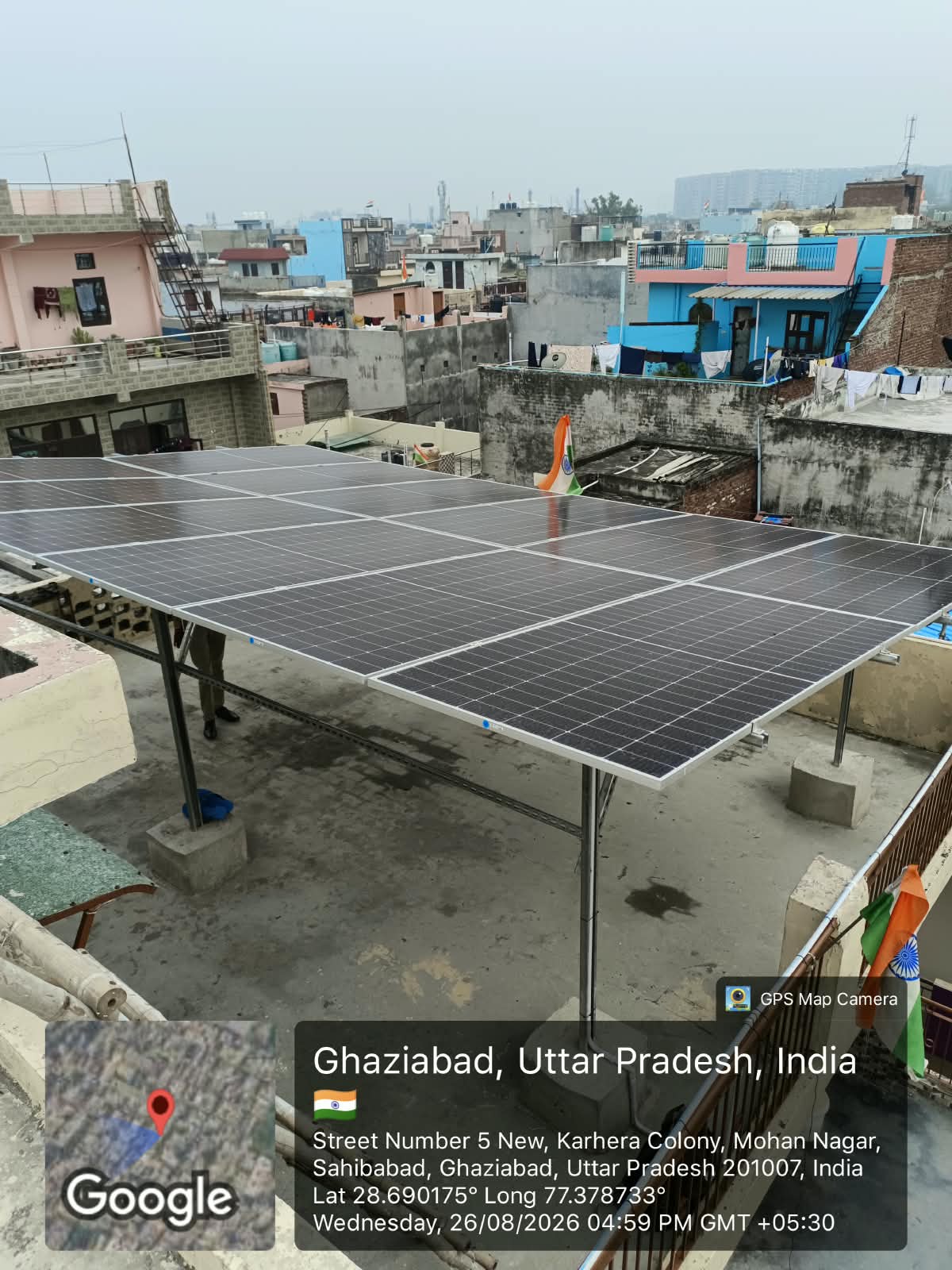 Rooftop solar installation in Mohan Nagar, Ghaziabad