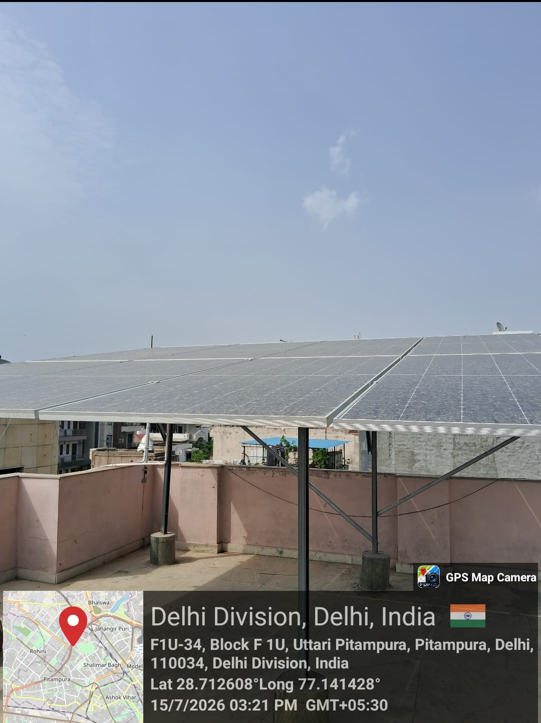 Rooftop solar installation in Pitampura, Delhi